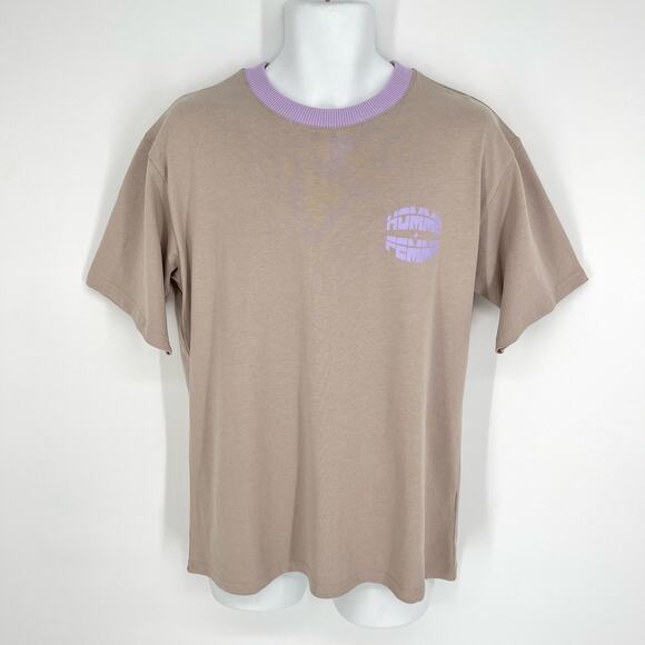 Homme + Femme NEW Core Logo Tee T-Shirt Mens Sz S Tan Purple Heavy Cotton - Picture 1 of 6